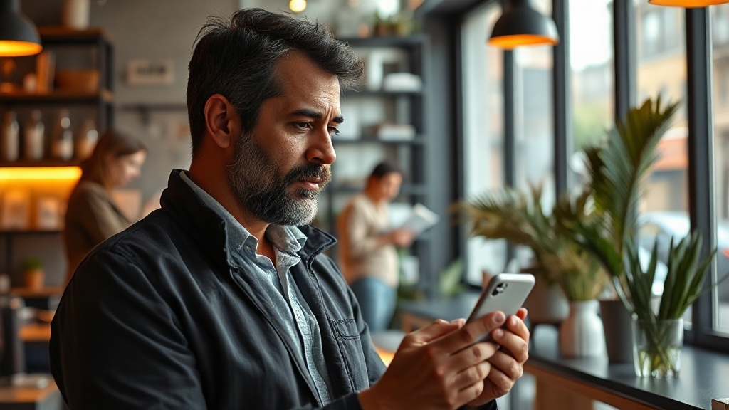 Automatizar WhatsApp negocio: empresario español gestionando respuestas automáticas desde su smartphone